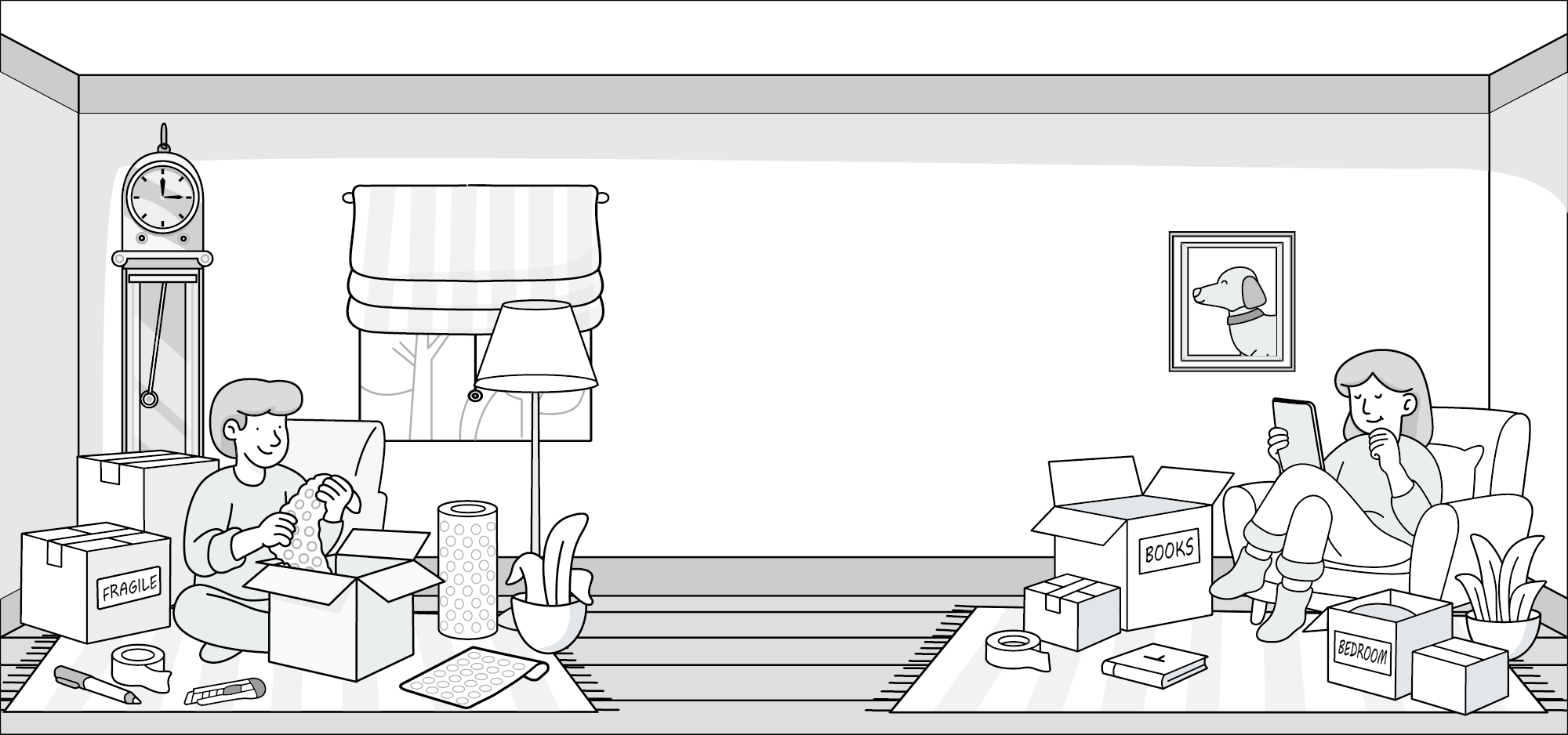Professional Packing Services - Complete room packing illustration
